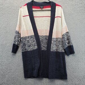 Torrid Striped Open Front Cardigan Sweater 3/4‎ Sleeve Plus Size 0X